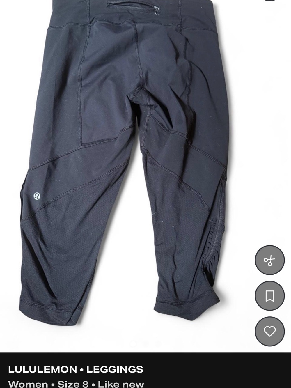 lululemon athletica Black Performance Leggings with Inner Button